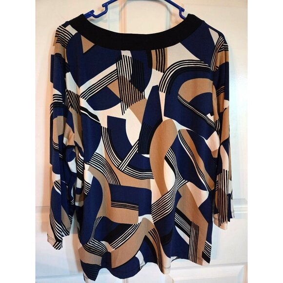 Alfred Dunner Women's top/shirt size medium blue/black/tan work/casual - Picture 3 of 6